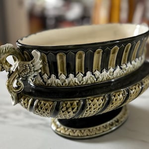 Antique French Majolica Jardiniere Exceptionally Large