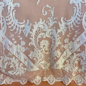 French Antique Curtain Panel with Hand Made Embroidery and Applique image 6