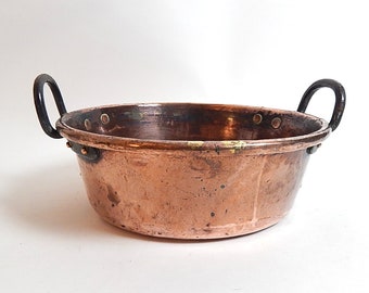 Solid Copper Antique French 'Confiture' Pan Vintage
