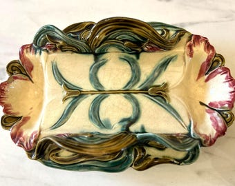 French Vintage Majolica Asparagus Server EXTREMELY RARE