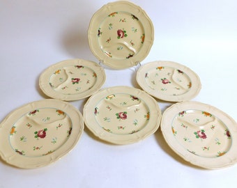 6 platos antiguos franceses de espárragos y alcachofas en mayólica