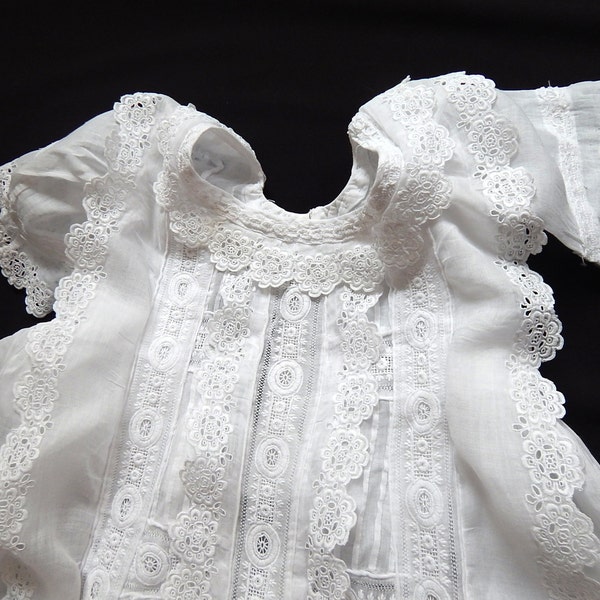Vintage French Christening Gown Hand Embroidery Elegant Sweet and Dainty