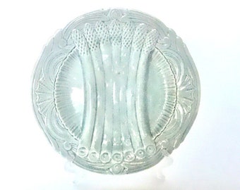 French Antique Asparagus Plate in Majolica by Orchies