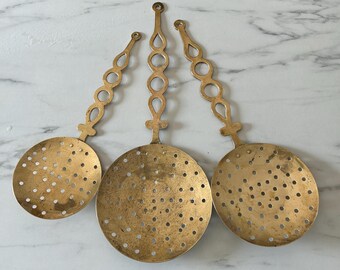 3 escurridores de latón vintage franceses