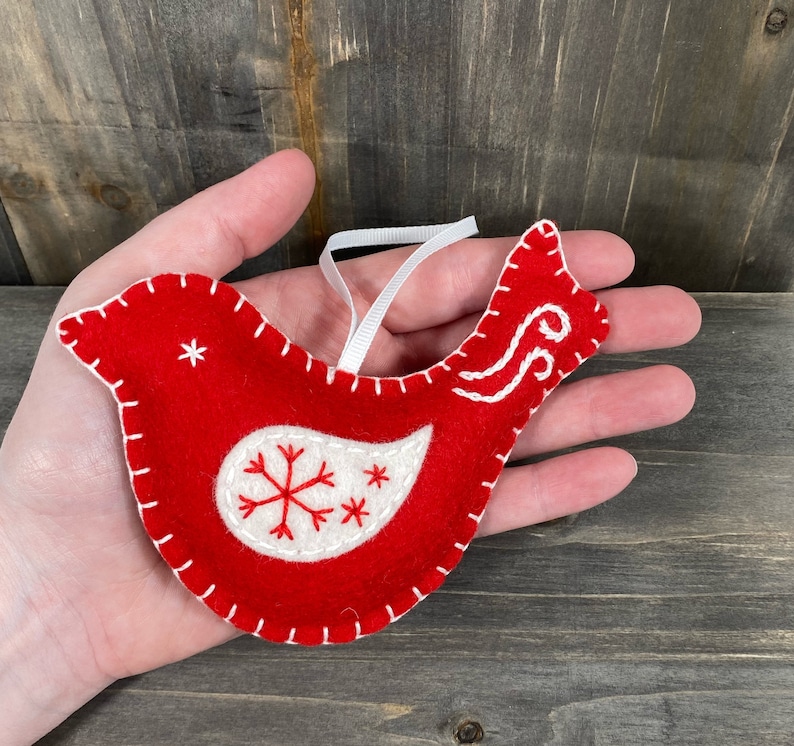 Felt Bird Christmas Ornament Felt Christmas Ornaments Red - Etsy