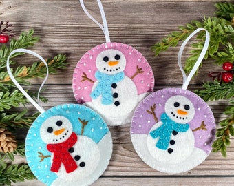 Felt Snowman Christmas ornament, Snowman decorations, personalized Christmas ornaments, felt ornaments, Snowmen ornaments, handmade custom
