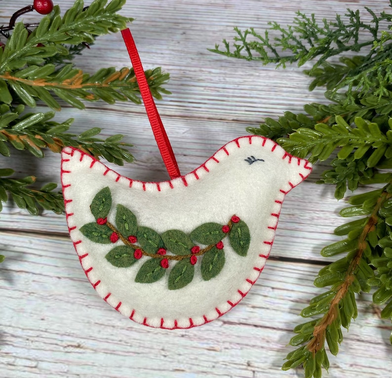 Felt Bird Christmas Ornaments, Felt Christmas Ornaments, Scandinavian ...