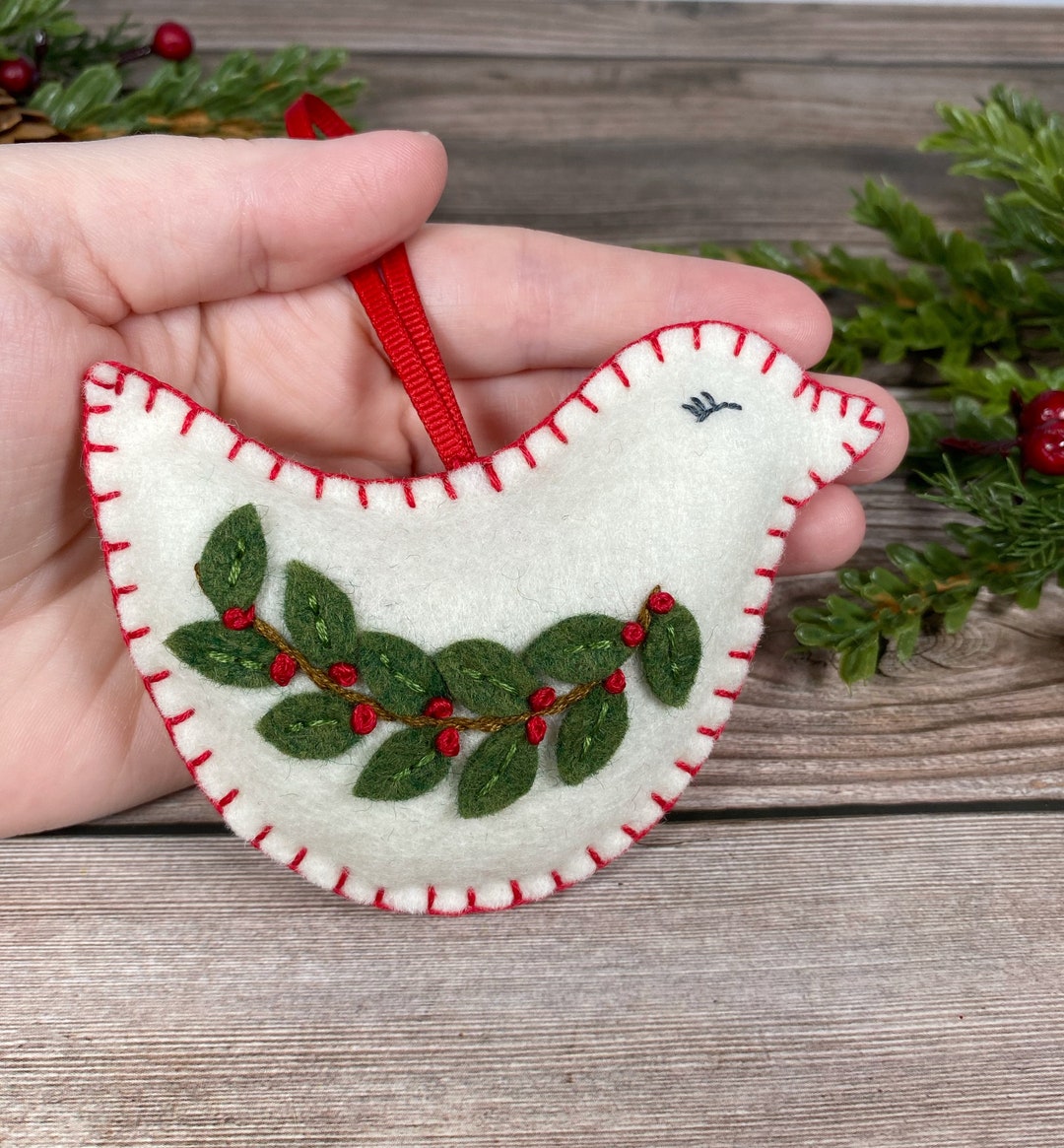 Felt Bird Christmas Ornaments, Felt Christmas Ornaments, Scandinavian ...