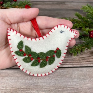 Felt bird Christmas ornaments, felt Christmas ornaments, Scandinavian Christmas decorations, Scandinavian bird ornaments, handmade