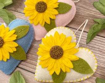 Felt sunflower decoration ornaments, handmade summer sunflower decor