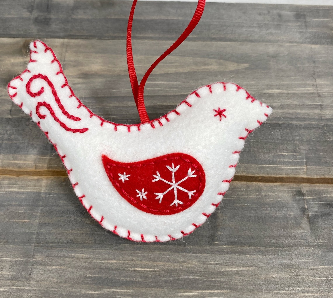 Felt Bird Christmas Ornament Felt Christmas Ornaments Red - Etsy