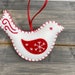 Felt Bird Christmas Ornament, Felt Christmas Ornaments, Red White Bird ...