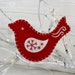 Felt Bird Christmas Ornament, Felt Christmas Ornaments, Red White Bird ...
