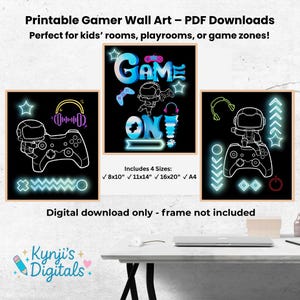 Game On! Gamer Wall Art for Kids Room | Digital Download | 4 Sizes Included | Playroom, Boys Room Decor, Tween Printable Poster
