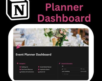 Plantilla de Notion para planificador de eventos todo en uno: bodas, fiestas y eventos corporativos