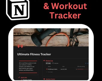 Fitness Tracker Notion Template | Workout, Meal Planner (Digital)