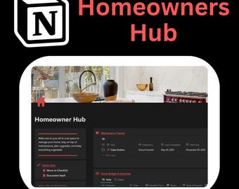 Ultimate Homeowner’s Notion Dashboard | Organize Maintenance, Renovations, Finances & More