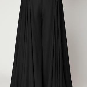 Black Sharara pant: Elastic Waist, white georgette wide leg Palazzo trousers