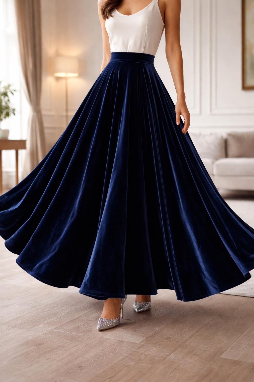 Navy Blue Velvet Bridesmaid Dress - Etsy