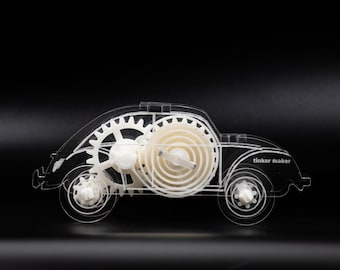 DIY Wind-Up/Pull-Back Car Kit - Educational Mechanical Toy, STEM, Physics Learning