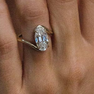 4.30 CT Old Mine Moval Cut Moissanite Solitaire Ring, White Moissanite Engagement Ring, 14K Solid Yellow Gold Ring, Marriage Proposal Ring