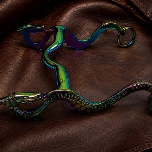 Rainbow Dragon Brass Horse Bit, Fantasy Equestrian Show Tack