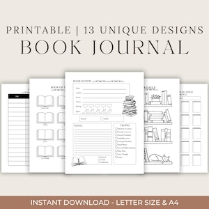 Printable Reading Journal: Book Tracker, Reviews, TBR List (PDF Download)