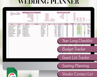 Digital Wedding Planner: Google Sheets Template, Budget, Guest List (Digital Download)