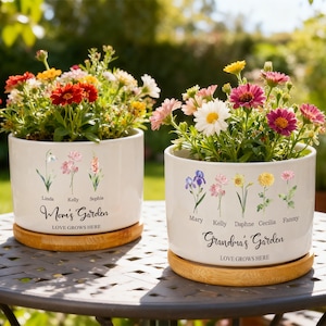 Personalisierter Mom Blumentopf, individueller Geburts-Blumentopf mit Namen, Omas Garten-Blumentopf, Muttertagsgeschenk, Geschenk für Oma
