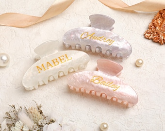 Pinza para el cabello personalizada, regalos para damas de honor, pinza para el cabello con nombre personalizado, pinza para el cabello grabada, pinza para el cabello retro, regalos de boda, recuerdos para fiestas.
