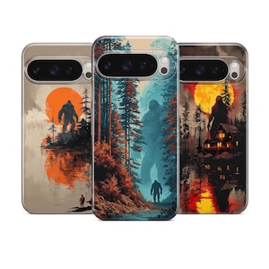 Bigfoot Phone Case Deep Forest Scene Cover for Pixel 10 Pro, 8 7, 6A Samsung S25 Plus, S24 FE, A55, A36, A15, iPhone 17 Pro Max 15 14 13 12