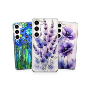 Watercolor Flower Phone Case Lavender Cover for Samsung S25 Plus, S24 FE, A56 A16, A15 iPhone 17 Pro, 15, 14 13, 12 Pixel 9 Pro XL, 8 Pro 7A