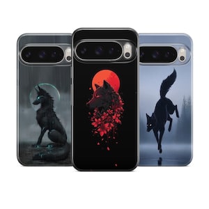 Red Moon Wolf Phone Case: Gothic Floral TPU Gel Cover