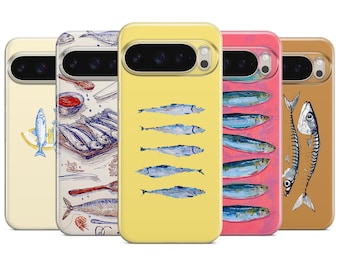 Stylized Sardines Phone Case: Minimalist Marine Art