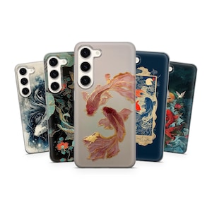 Koi Fish Phone Case Japanese Art Cover for Samsung S25 Plus S24 FE, A56, A36, A16, A15 iPhone 16 Plus, 15, 14 13 mini 12 Pixel 9A, 8 Pro 7A