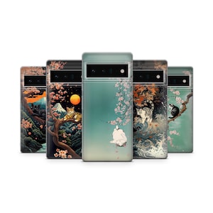 Sakura Cat Phone Case: Hokusai Wave Japanese Art Cover for Pixel, Samsung & iPhone