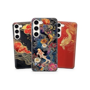 Koi Fish Phone Case Japan Art Cover for Samsung S25 Plus, S24 FE, S23, A55 A16, A15 iPhone 16e, 15, 14 13 Pro, 12 Pixel 9 Pro XL, 8 Pro 7 6A