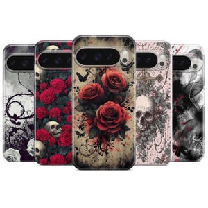 Vintage Roses Phone Case Dark Academia Cover for Pixel 10 Pro XL, 8 7, 6A Samsung S25 Plus, S24 FE, A56, A16, A15, iPhone 17 Pro 15 14 13 12