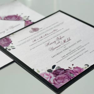 Muslim Indian English Sikh Hindu Nikkah Walima Mehndi Sangeet Wedding Invitations Cards | Personalised ANY COLOUR Handmade Floral