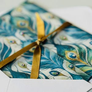 Tarjetas de invitación de boda musulmanas, indias, inglesas, sijs, hindúes, Nikkah, Walima, Mehndi, Sangeet / Diseño de pavo real personalizado Nuevo