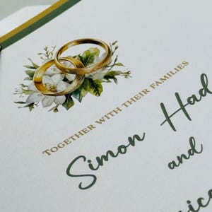 Muslim Indian English Sikh Hindu Nikkah Walima Mehndi Sangeet Wedding Invitations Cards | Personalised Simple Elegant Rings