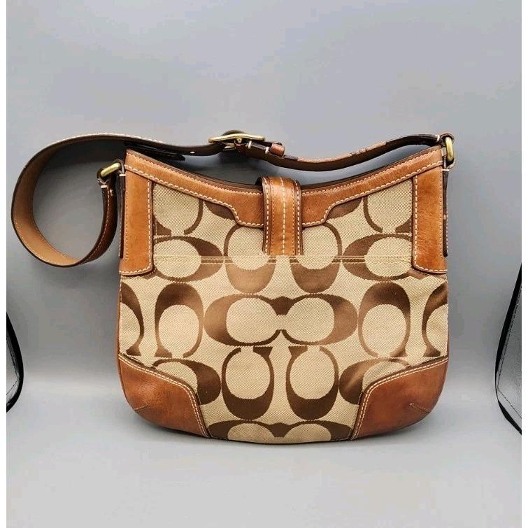 VTG Coach Signature C Hobo Shoulder Bag 11067 Khaki Brown Canvas