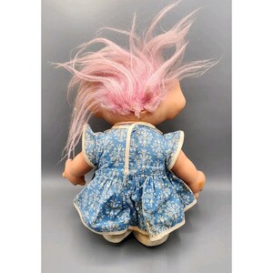 RARE Vtg 1960s Scandia House SAWDUST Girl Troll Doll 10" Pink Hair Floral Ideal image 6