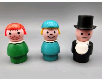 Vtg FP Little People Wooden Body Plastic head  Lot 3