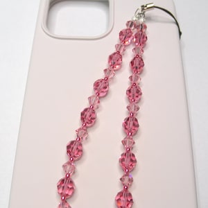 Pink Phone Wrist Strap Charm/Swarovski Crystal Elements/Cell Phone/Smartphone Lanyard/Phone Chain/iPhone Wristlet/AirPods Case/Key Chain