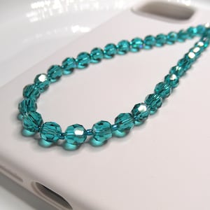Teal Phone Wrist Strap Charm/Swarovski Crystal Elements/Cell Phone/Smartphone Lanyard/Phone Chain/iPhone Wristlet/AirPods Case/Key Chain