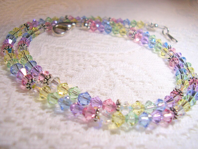 PASTEL Crystal Necklace RAINBOW Austrian Crystal Jewelry Etsy