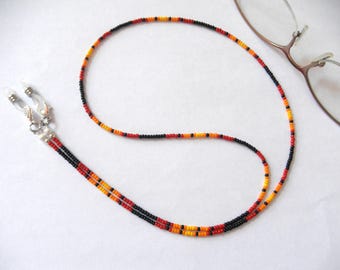 Woven Beaded Eyeglass Chain: Southwest Boho Leather Lanyard  display picture 3