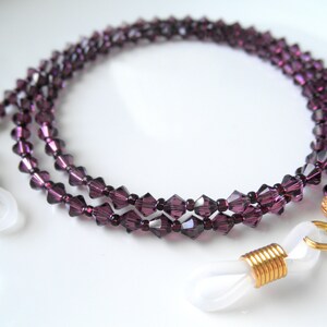 GLAMOROUS Eyeglass Chain, Fine European Crystals in Amethyst Purple, Glasses Holder, Sunglasses Chain, Lanyard Necklace, Gift Grandmother
