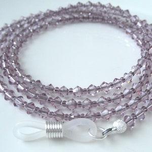 GLAMOROUS Crystal Eyeglass Chain, Lt Amethyst Purple Beaded Eyeglass Holder, European Crystal Glasses Sunglasses Chain, Mom Librarian Gift